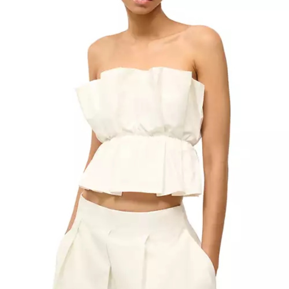 Staud Dover Pleated strapless top